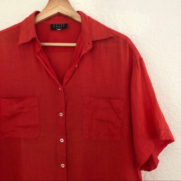 100% LINEN BUTTON UP TEE - Picture 5 of 8